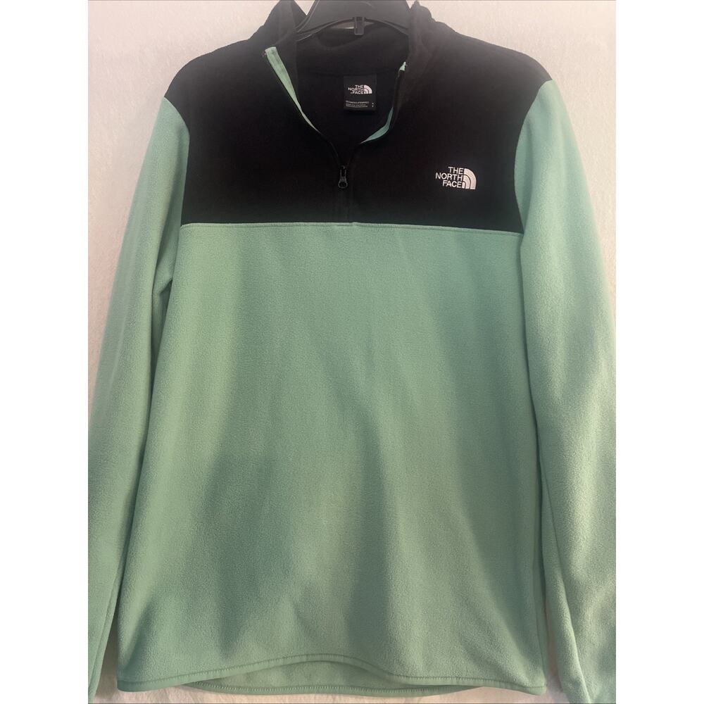 Women's The North Face Mint Blue Black Lightweight Fleece Pullover Sz SM